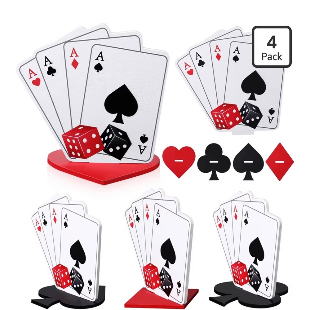 Card Suit Tabletop Centerpiece Set – Red and Black